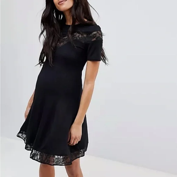 bcbg lace cocktail dress BCBGMAXAZRIA Lace Detail Cocktail Dress Black main image 1
